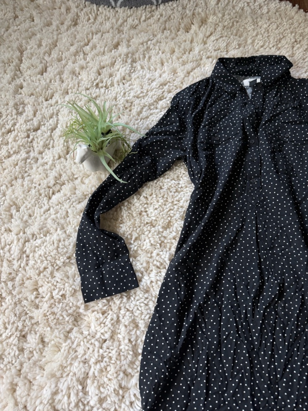 Old Navy Black and White Polka Dot Button-Up spring cute Maxi dress - Picture 2 of 4